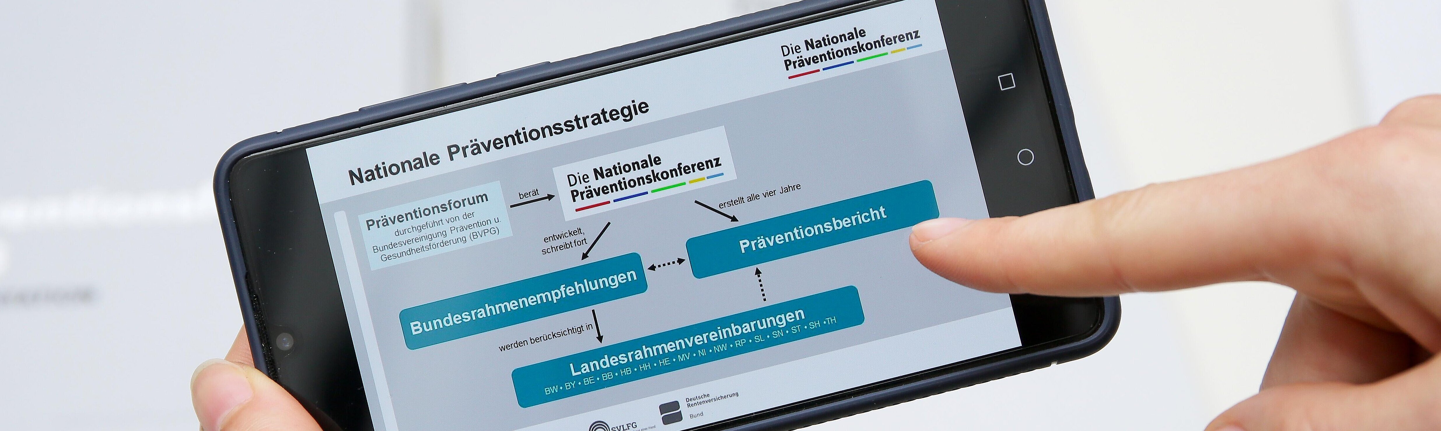 Präventionsstrategie: Bild mit Ansicht einem Handy Präventionsstrategie: Bild mit Ansicht einem Handy