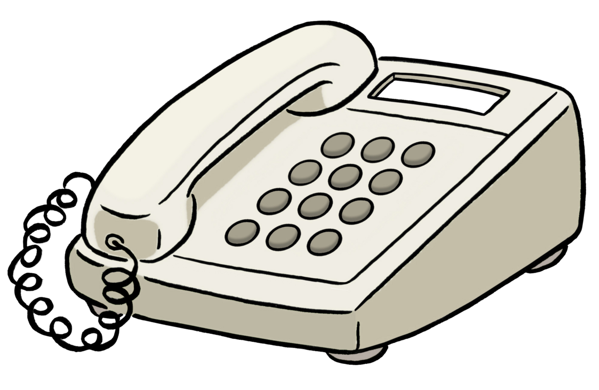 Das Bild zeigt eine Zeichnung von einem Telefon. Bild Telefon