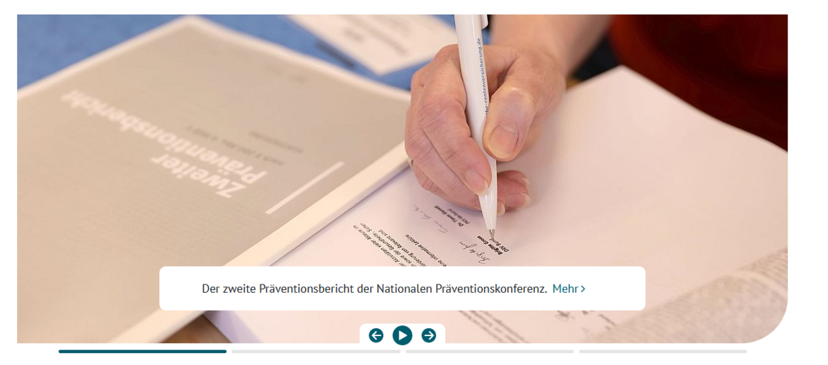 Das Bild zeigt die Themen-Galerie auf der NPK-Start-Seite. Bild Startseite Slideshow